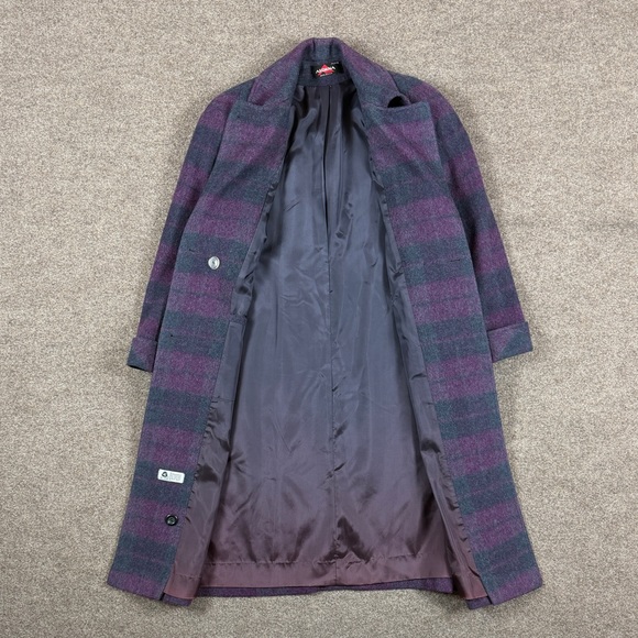 Vintage Alorna Purple Grey Plaid Long Wool Coat Women’s L/XL Union Made in USA - Picture 4 of 11